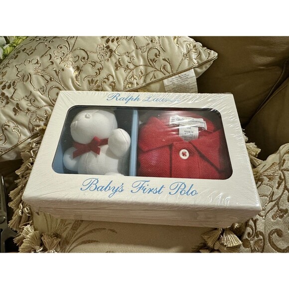NWT RALPH LAUREN Baby boys girls Cotton Mesh Polo Shirt and Bear Gift Box Set - Picture 5 of 5